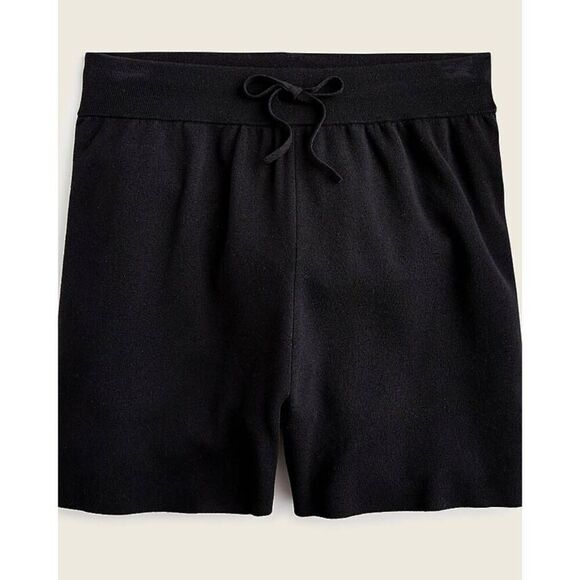 J. Crew Sweat Shorts Women's Large Black Silk Blend Drawstring Stretch - Picture 1 of 8